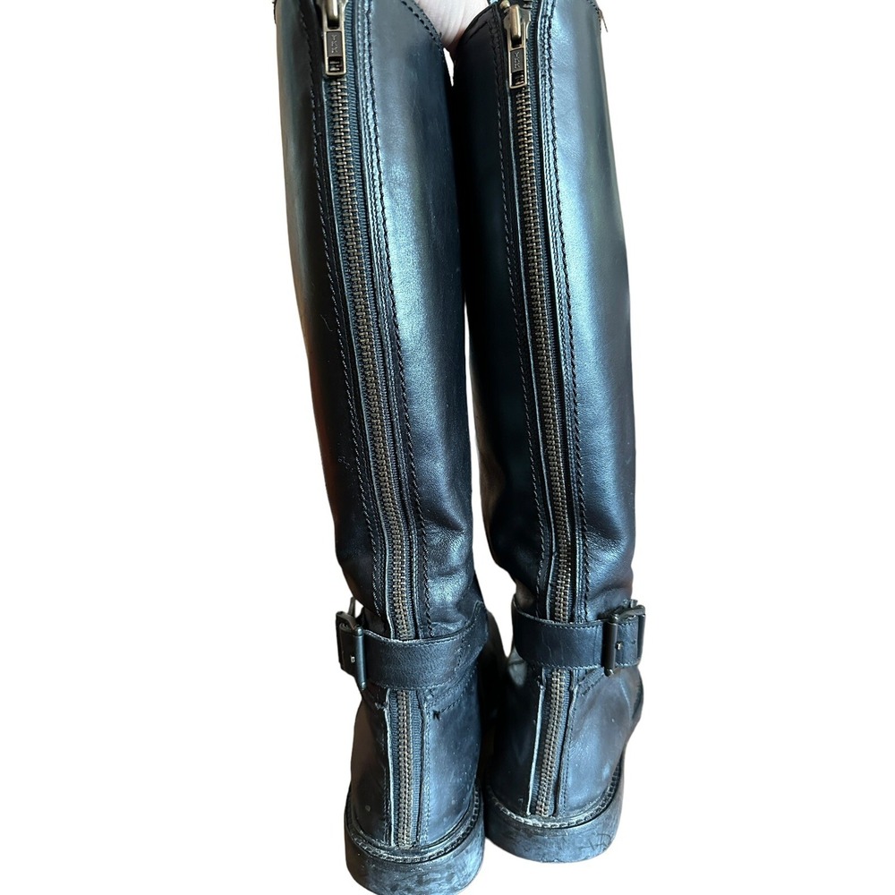 Ladies Gucci Black Leather 16.5" Riding Boot W/Back Zipper & Buckle Size 7.5 - Picture 2 of 10